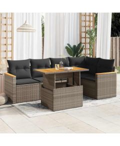 vidaXL 5-cz. zestaw wypoczynkowy do ogrodu, poduszki polirattan akacja Dārza mēbeļu komplekti