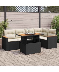 vidaXL 5-cz. zestaw wypoczynkowy do ogrodu, poduszki polirattan akacja Dārza mēbeļu komplekti