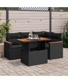 vidaXL 5-cz. zestaw wypoczynkowy do ogrodu, poduszki polirattan akacja Dārza mēbeļu komplekti