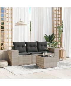 vidaXL 4-cz. zestaw wypoczynkowy do ogrodu, poduszki, jasnoszary Dārza mēbeļu komplekti