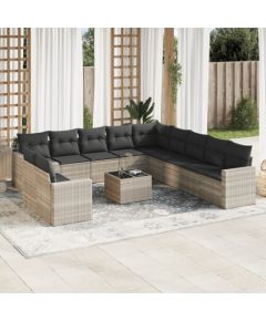 vidaXL 12-cz. zestaw mebli ogrodowych, z poduszkami, jasnoszary Dārza mēbeļu komplekti