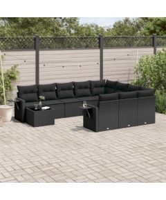 vidaXL 11-cz. zestaw wypoczynkowy do ogrodu, poduszki czarny rattan PE Dārza mēbeļu komplekti