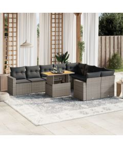 vidaXL 10-cz. zestaw wypoczynkowy do ogrodu, z poduszkami, szary Dārza mēbeļu komplekti