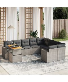 vidaXL 10-cz. zestaw wypoczynkowy do ogrodu, z poduszkami, szary Dārza mēbeļu komplekti