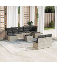 vidaXL 10-cz. zestaw wypoczynkowy do ogrodu, z poduszkami, jasnoszary Dārza mēbeļu komplekti