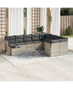 vidaXL 10-cz. zestaw wypoczynkowy do ogrodu, z poduszkami, jasnoszary Dārza mēbeļu komplekti