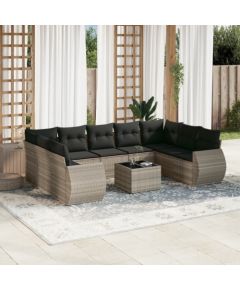 vidaXL 10-cz. zestaw wypoczynkowy do ogrodu, z poduszkami, jasnoszary Dārza mēbeļu komplekti