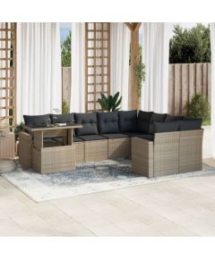 vidaXL 10-cz. zestaw wypoczynkowy do ogrodu, z poduszkami, jasnoszary Dārza mēbeļu komplekti