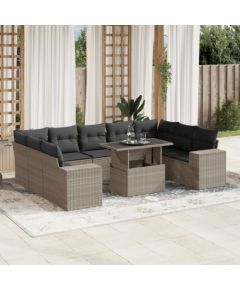 vidaXL 10-cz. zestaw wypoczynkowy do ogrodu, z poduszkami, jasnoszary Dārza mēbeļu komplekti