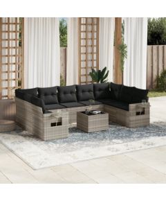 vidaXL 10-cz. zestaw wypoczynkowy do ogrodu, z poduszkami, jasnoszary Dārza mēbeļu komplekti