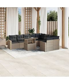 vidaXL 10-cz. zestaw wypoczynkowy do ogrodu, z poduszkami, jasnoszary Dārza mēbeļu komplekti