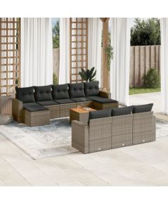 vidaXL vidaXL 11-cz. zestaw mebli ogrodowych z poduszkami, szary rattan PE Dārza mēbeļu komplekti