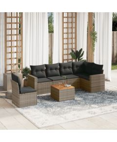 vidaXL vidaXL 7-cz. zestaw wypoczynkowy do ogrodu, z poduszkami, szary Dārza mēbeļu komplekti