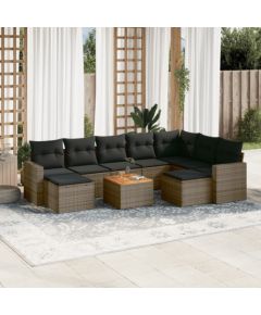 vidaXL vidaXL 10-cz. zestaw wypoczynkowy do ogrodu, z poduszkami, szary Dārza mēbeļu komplekti