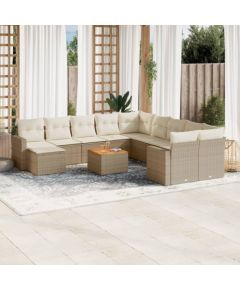 vidaXL vidaXL 12-cz. zestaw mebli ogrodowych z poduszkami, beżowy, polirattan Dārza mēbeļu komplekti