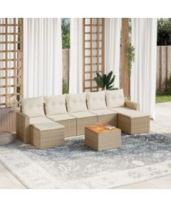 vidaXL vidaXL 8-cz. zestaw mebli ogrodowych z poduszkami, beżowy, polirattan Dārza mēbeļu komplekti
