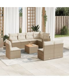 vidaXL vidaXL 9-cz. zestaw mebli ogrodowych z poduszkami, beżowy, polirattan Dārza mēbeļu komplekti