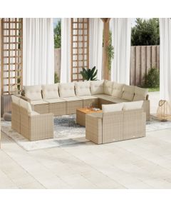 vidaXL vidaXL 13-cz. zestaw mebli ogrodowych z poduszkami, beżowy, polirattan Dārza mēbeļu komplekti