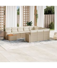 vidaXL vidaXL 11-cz. zestaw mebli ogrodowych z poduszkami, beżowy, polirattan Dārza mēbeļu komplekti