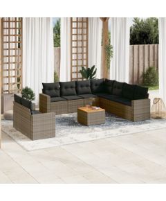 vidaXL vidaXL 10-cz. zestaw wypoczynkowy do ogrodu, z poduszkami, szary Dārza mēbeļu komplekti