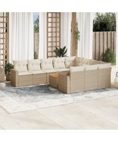 vidaXL vidaXL 11-cz. zestaw mebli ogrodowych z poduszkami, beżowy, polirattan Dārza mēbeļu komplekti