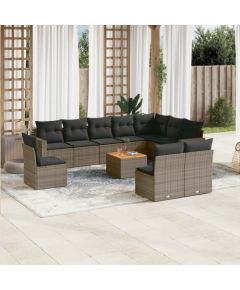 vidaXL vidaXL 11-cz. zestaw mebli ogrodowych z poduszkami, szary rattan PE Dārza mēbeļu komplekti