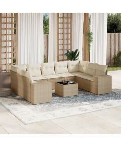 vidaXL vidaXL 10-cz. zestaw mebli ogrodowych z poduszkami, beżowy, polirattan Dārza mēbeļu komplekti