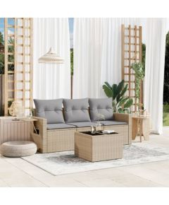 vidaXL vidaXL 4-cz. zestaw mebli ogrodowych z poduszkami, beżowy, polirattan Dārza mēbeļu komplekti