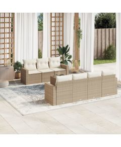 vidaXL vidaXL 8-cz. zestaw mebli ogrodowych z poduszkami, beżowy, polirattan Dārza mēbeļu komplekti