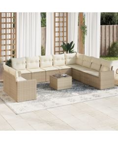 vidaXL vidaXL 11-cz. zestaw mebli ogrodowych z poduszkami, beżowy, polirattan Dārza mēbeļu komplekti