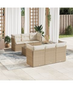 vidaXL vidaXL 7-cz. zestaw wypoczynkowy do ogrodu, z poduszkami, beżowy Dārza mēbeļu komplekti