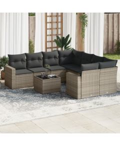 vidaXL vidaXL 9-cz. zestaw mebli ogrodowych z poduszkami, szary, polirattan Dārza mēbeļu komplekti