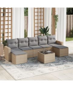 vidaXL vidaXL 8-cz. zestaw mebli ogrodowych z poduszkami, beżowy, polirattan Dārza mēbeļu komplekti