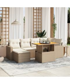 vidaXL vidaXL 7-cz. zestaw wypoczynkowy do ogrodu, z poduszkami, beżowy Dārza mēbeļu komplekti