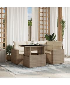 vidaXL vidaXL 5-cz. zestaw mebli ogrodowych z poduszkami, beżowy, polirattan Dārza mēbeļu komplekti