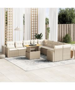 vidaXL vidaXL 11-cz. zestaw mebli ogrodowych z poduszkami, beżowy, polirattan Dārza mēbeļu komplekti