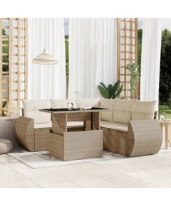 vidaXL vidaXL 6-cz. zestaw mebli ogrodowych z poduszkami, beżowy, polirattan Dārza mēbeļu komplekti