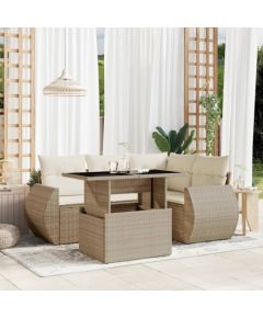 vidaXL vidaXL 5-cz. zestaw mebli ogrodowych z poduszkami, beżowy, polirattan Dārza mēbeļu komplekti