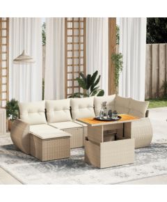 vidaXL vidaXL 7-cz. zestaw wypoczynkowy do ogrodu, z poduszkami, beżowy Dārza mēbeļu komplekti