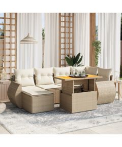 vidaXL vidaXL 7-cz. zestaw wypoczynkowy do ogrodu, z poduszkami, beżowy Dārza mēbeļu komplekti