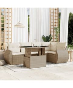 vidaXL vidaXL 6-cz. zestaw mebli ogrodowych z poduszkami, beżowy, polirattan Dārza mēbeļu komplekti