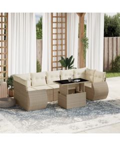 vidaXL vidaXL 8-cz. zestaw mebli ogrodowych z poduszkami, beżowy, polirattan Dārza mēbeļu komplekti