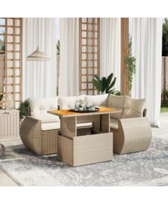 vidaXL vidaXL 5-cz. zestaw mebli ogrodowych z poduszkami, beżowy, polirattan Dārza mēbeļu komplekti