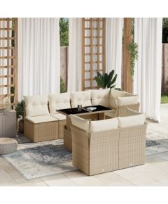 vidaXL vidaXL 8-cz. zestaw mebli ogrodowych z poduszkami, beżowy, polirattan Dārza mēbeļu komplekti