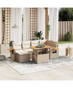 vidaXL vidaXL 7-cz. zestaw wypoczynkowy do ogrodu, z poduszkami, beżowy Dārza mēbeļu komplekti