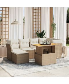 vidaXL vidaXL 7-cz. zestaw wypoczynkowy do ogrodu, z poduszkami, beżowy Dārza mēbeļu komplekti