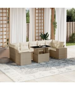 vidaXL vidaXL 8-cz. zestaw mebli ogrodowych z poduszkami, beżowy, polirattan Dārza mēbeļu komplekti