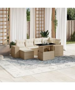 vidaXL vidaXL 7-cz. zestaw wypoczynkowy do ogrodu, z poduszkami, beżowy Dārza mēbeļu komplekti