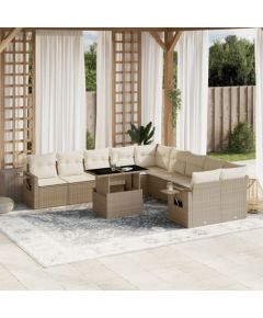 vidaXL vidaXL 11-cz. zestaw mebli ogrodowych z poduszkami, beżowy, polirattan Dārza mēbeļu komplekti