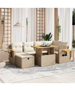 vidaXL vidaXL 7-cz. zestaw wypoczynkowy do ogrodu, z poduszkami, beżowy Dārza mēbeļu komplekti